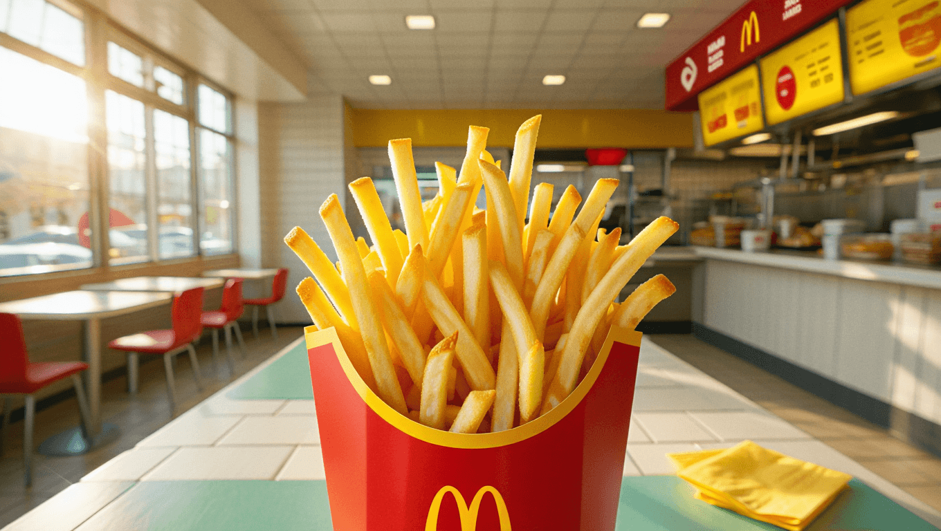 warm bright fast food restaurant interior with clean counter and seating under natural light