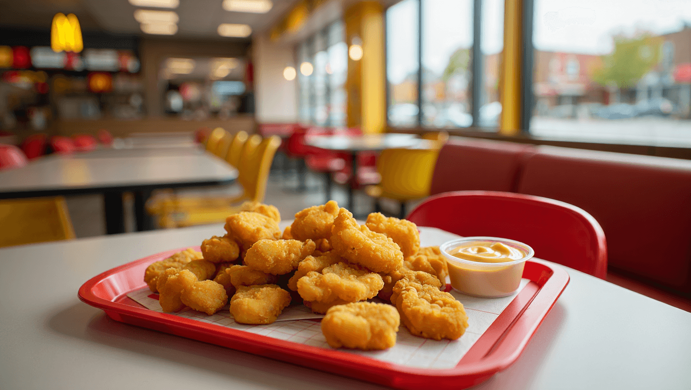 golden crispy french fries in a paper container on a clean counter with warm natural light